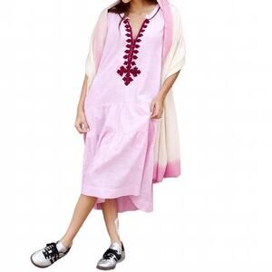 NEW ROSE AND ROSE dipped cashmere wrap in ivory with pink